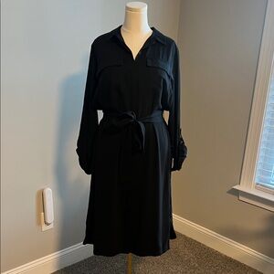 Nine West Black Long Sleeve Shirt Dress